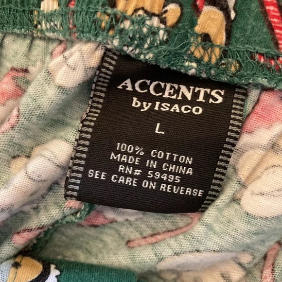 Mens Accents by Isaco green Santa monkey Christmas pajama lounge pants - size L - Picture 4 of 5